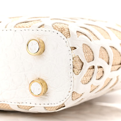 Nancy Gonzalez Crocodile Laser Cut Floral Handbag White Natural 10 of 10