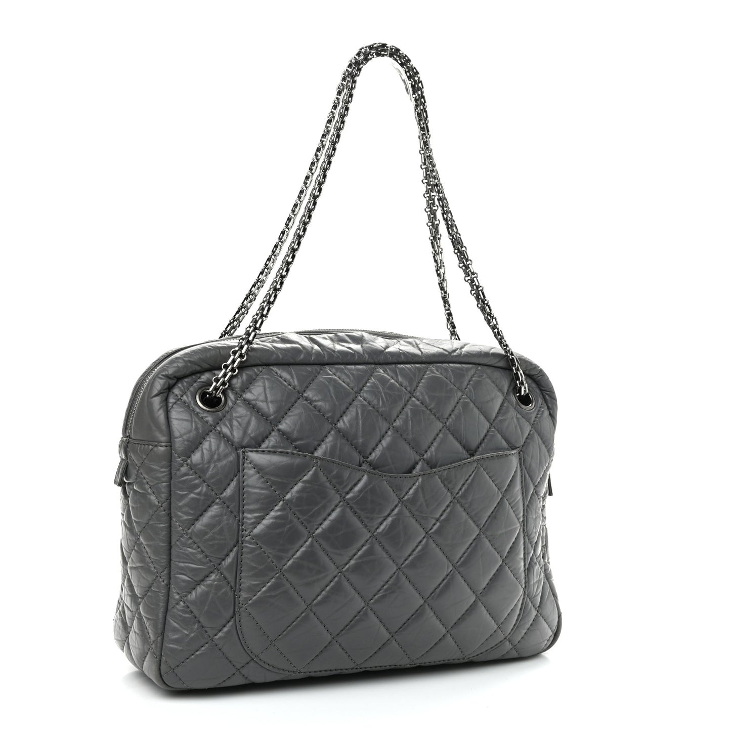 Aged Calfskin Quilted Large Reissue Camera Case Grey