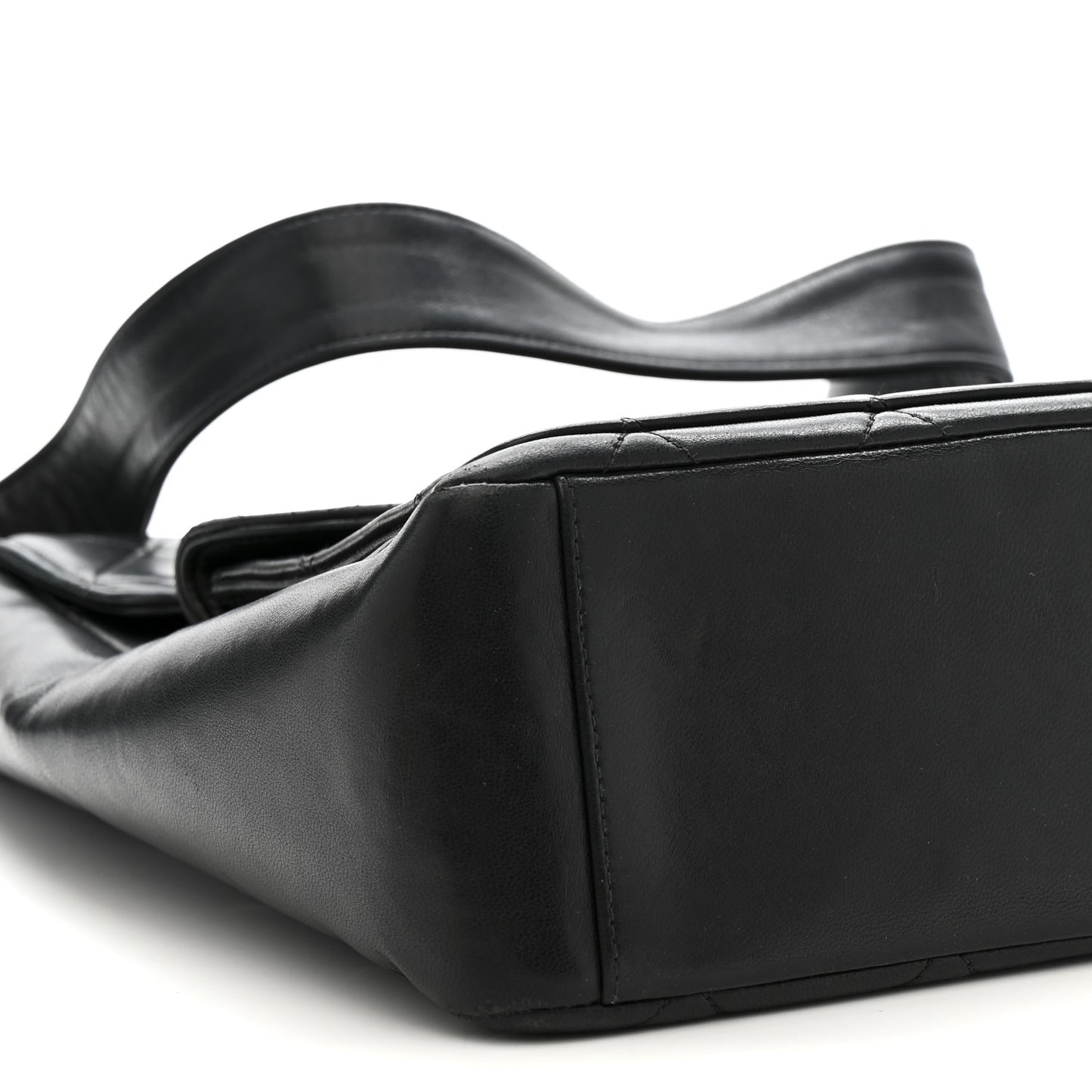 Lambskin Quilted Double Pocket Shoulder Bag Black