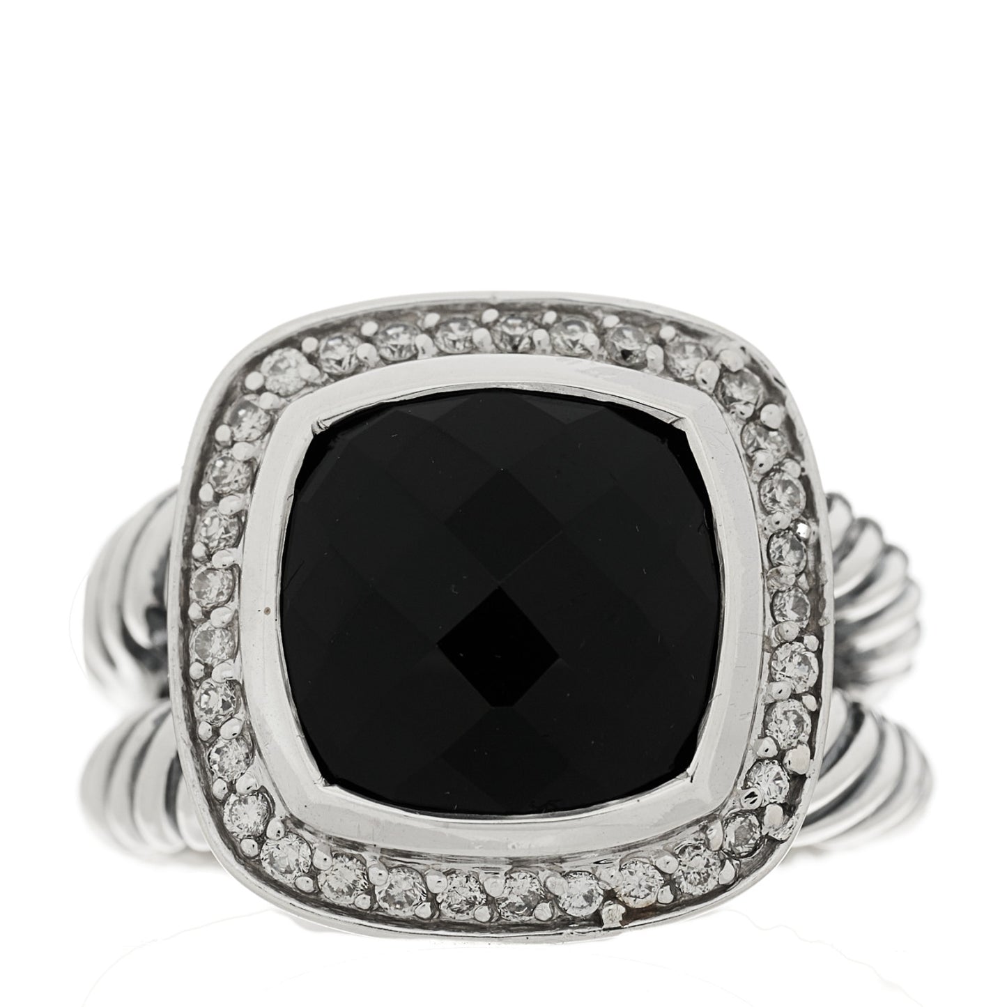 Sterling Silver Diamond Black Onyx 11mm Albion Ring 54 6.75