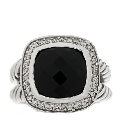 David Yurman Sterling Silver Diamond Black Onyx 11mm Albion Ring 54 6.75 1 of 7