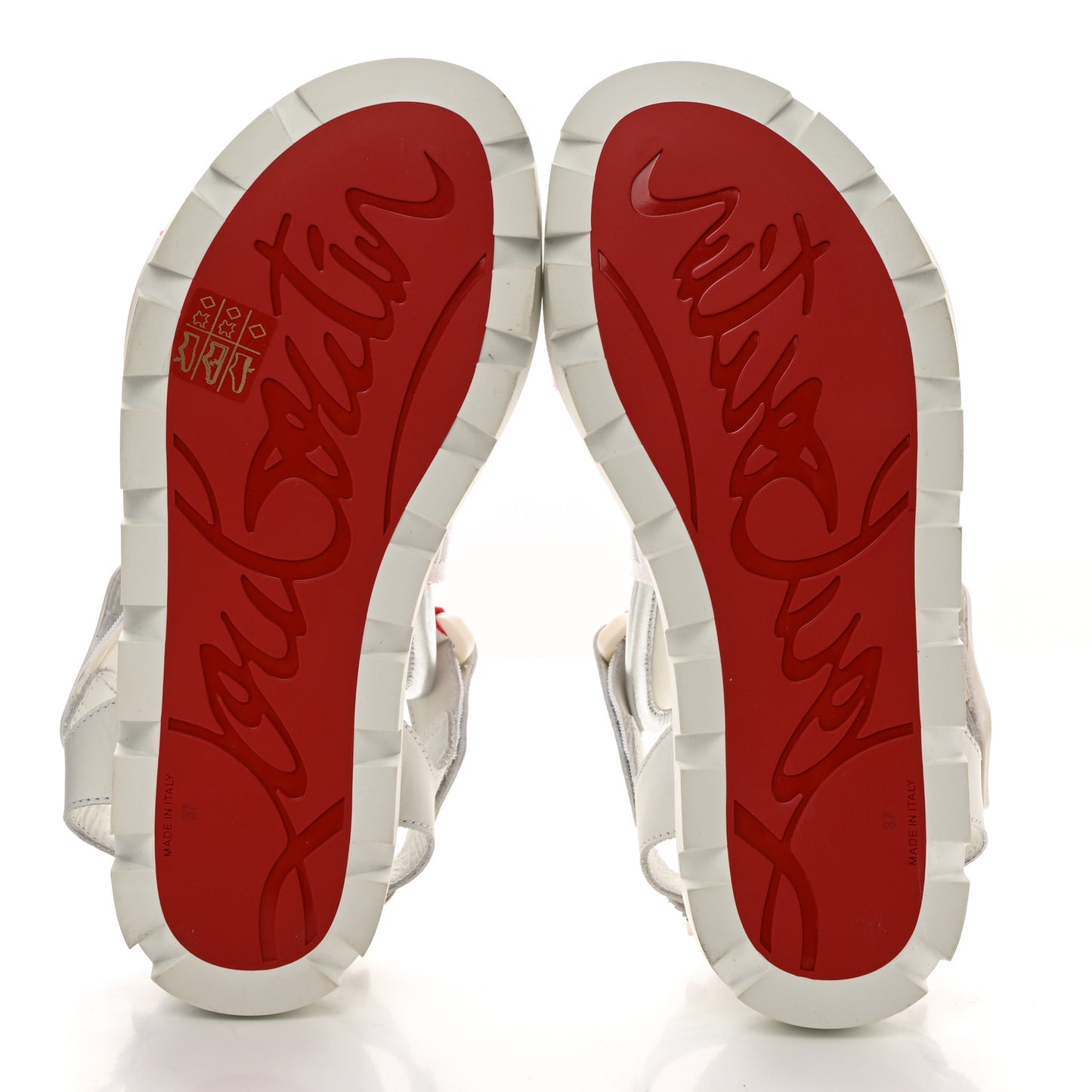 Calfskin Velcrissimo Flat Sandals 37 Blanco Silver