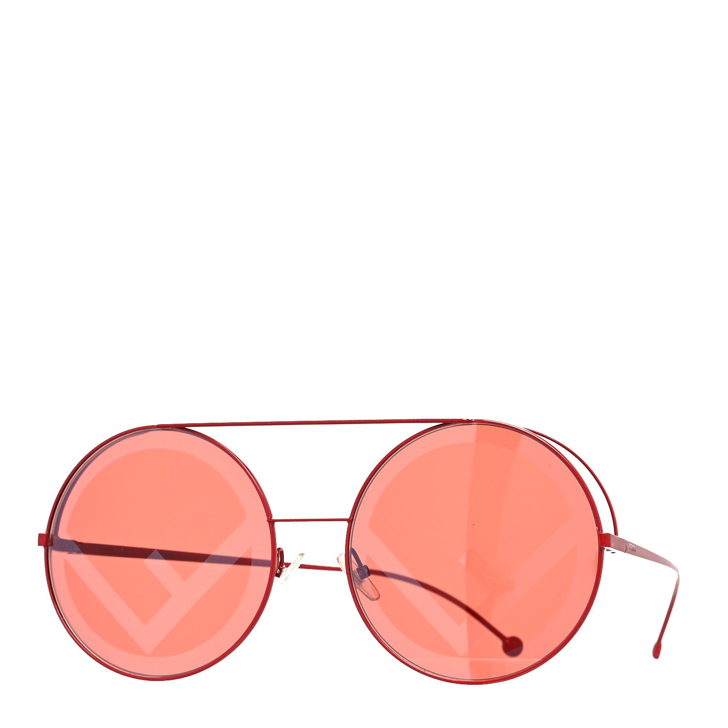Fendi Metal Run Away Round Frame Sunglasses FF 0285/2 Red 1 of 7