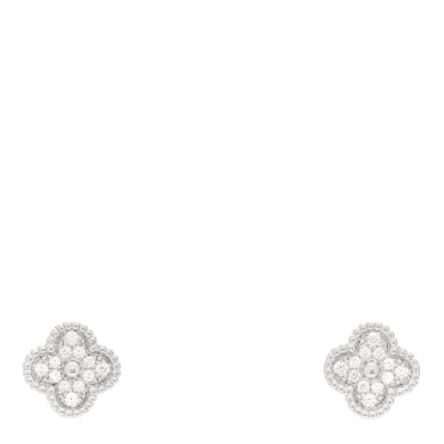 18K White Gold Diamond Sweet Alhambra Earrings