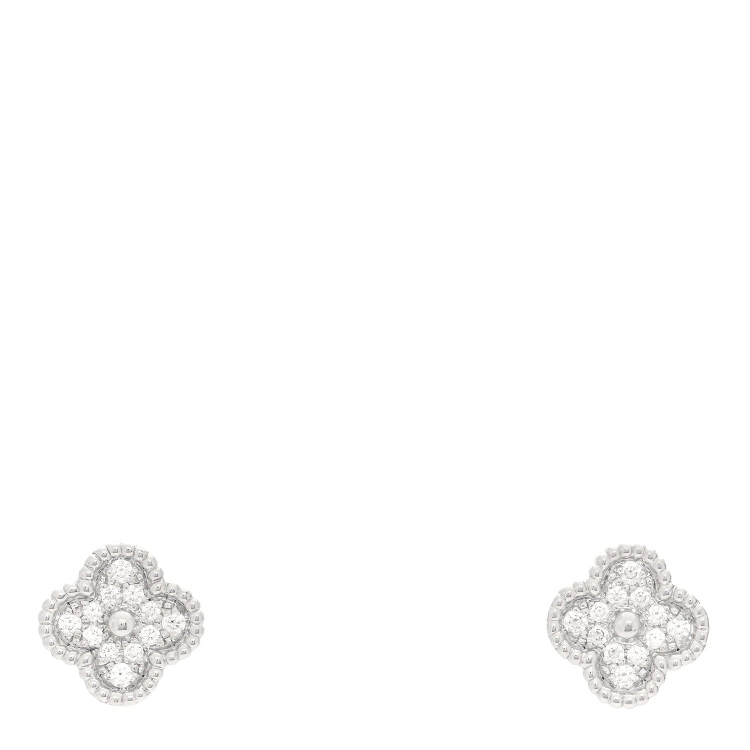 Van Cleef & Arpels 18K White Gold Diamond Sweet Alhambra Earrings 1 of 4