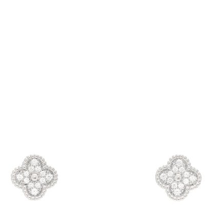 Van Cleef & Arpels 18K White Gold Diamond Sweet Alhambra Earrings 1 of 4