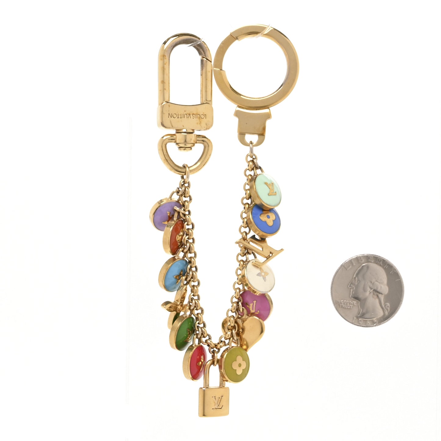 Metal Enamel Pastilles Key Chain Bag Charm Multicolor