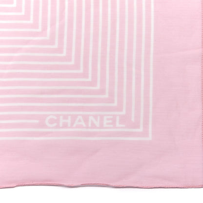 Chanel Cotton Silk CC Striped Stole Light Pink White 5 of 6