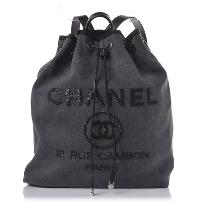 Chanel Canvas Sequin Large Deauville Backpack Charcoal 1 of 7