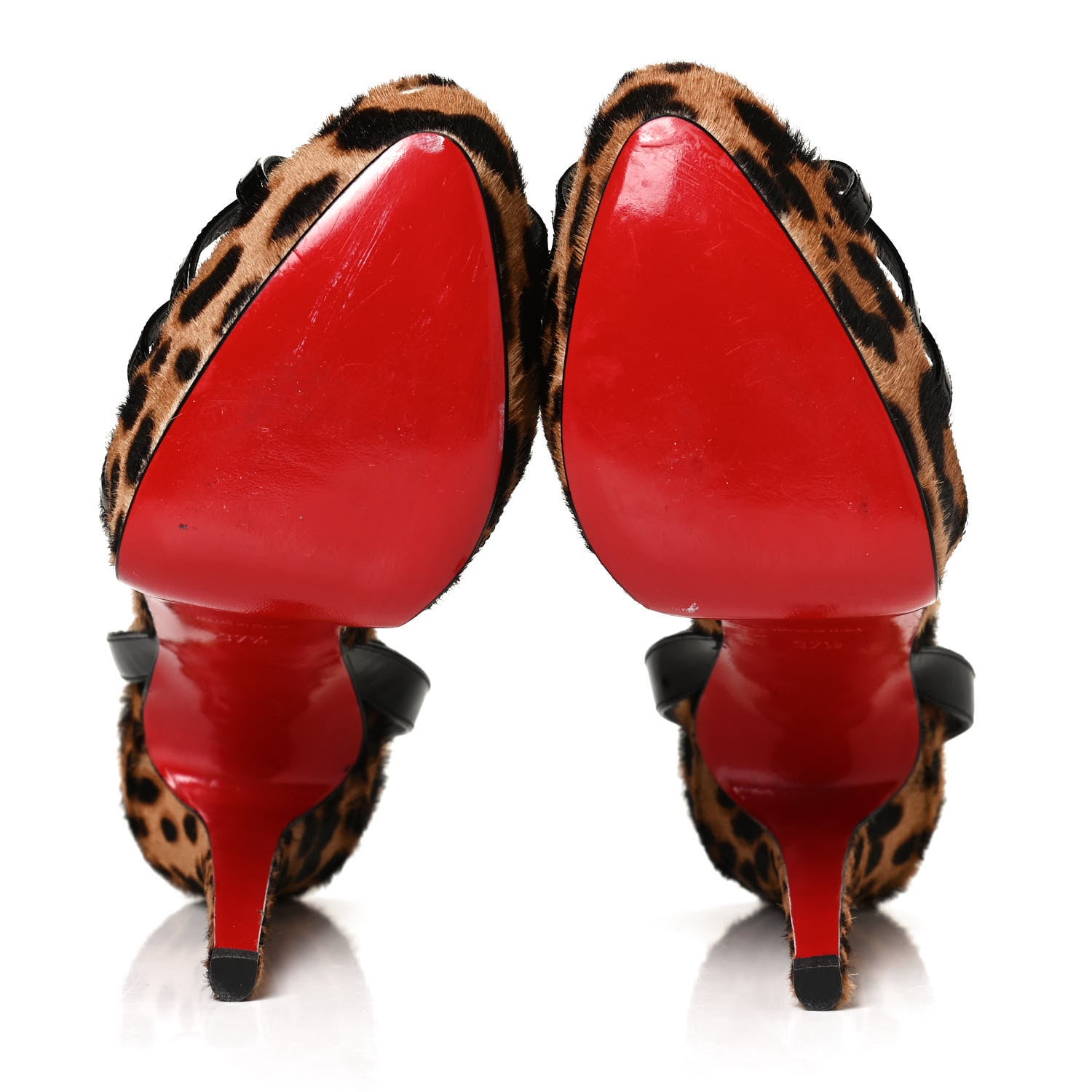 Christian Louboutin Patent Pony Hair Leopard Print Passiflore 140 Platform Sandals 37.5 Black 7 of 11