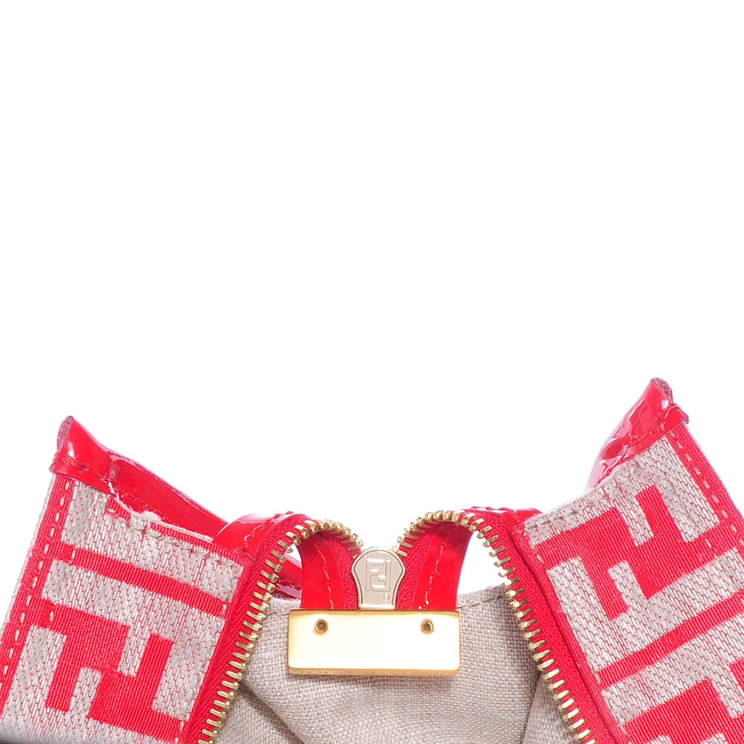Fendi Linen Patent FF Shopping Tote Fragola 7 of 11