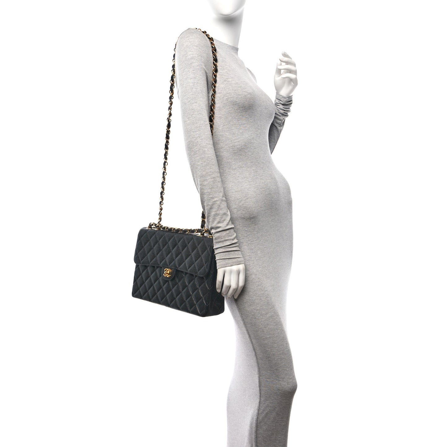 Caviar Jumbo Single Flap Black