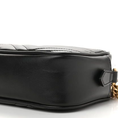 Gucci Calfskin Matelasse Small GG Marmont Chain Shoulder Bag Black 9 of 10