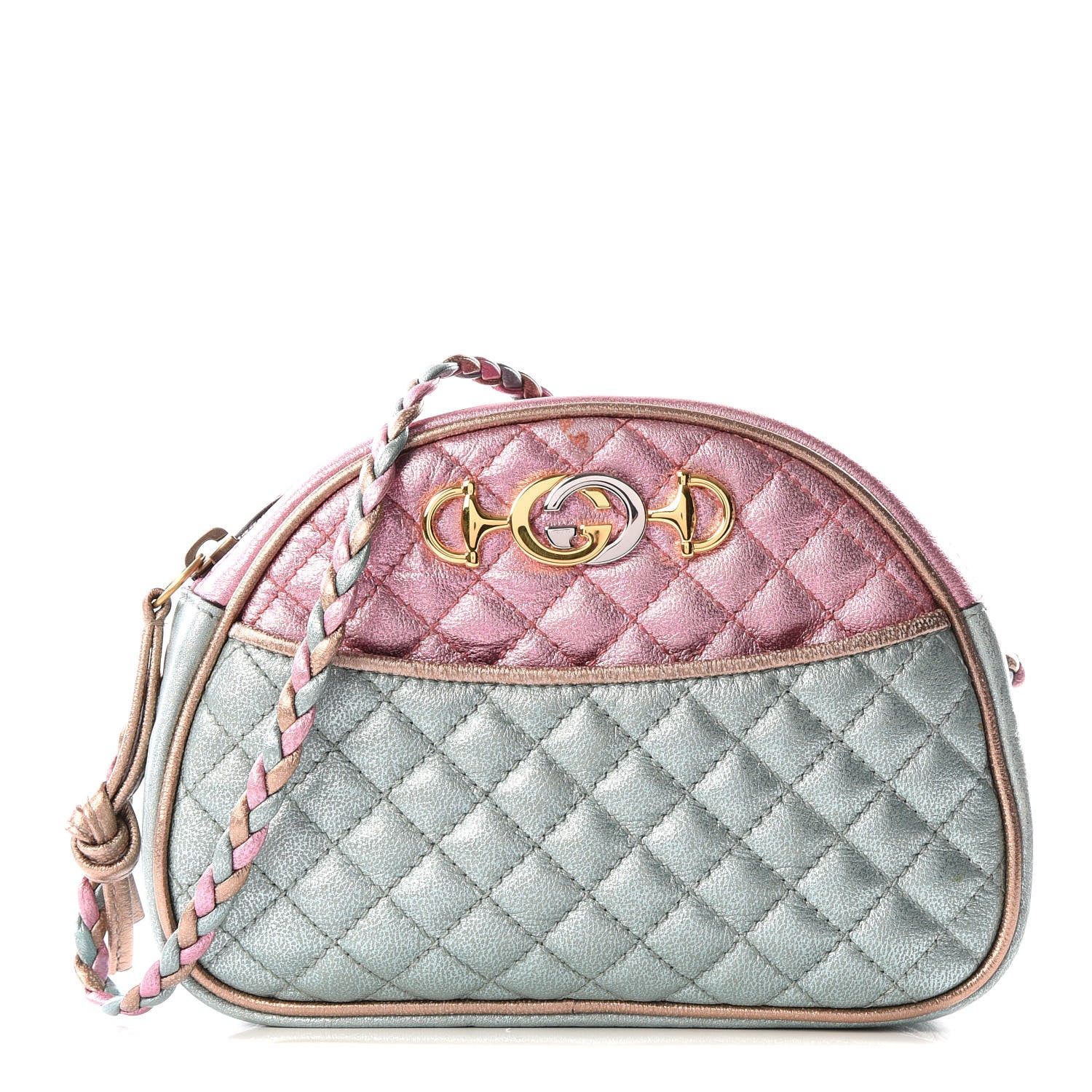 Gucci Laminated Nappa Trapuntata Mini Zumi Dome Shoulder Bag Rosa Lago Rame 1 of 12