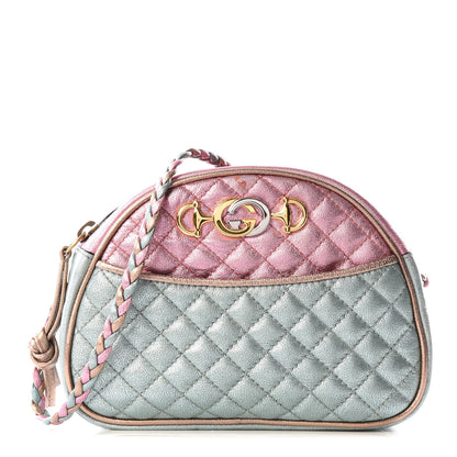 Gucci Laminated Nappa Trapuntata Mini Zumi Dome Shoulder Bag Rosa Lago Rame 1 of 12