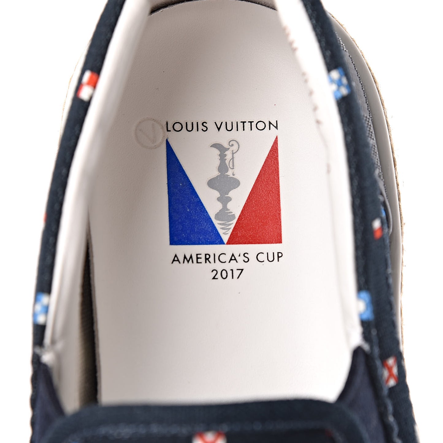 Canvas Damier America's Cup Slip On Sneakers 8 Navy