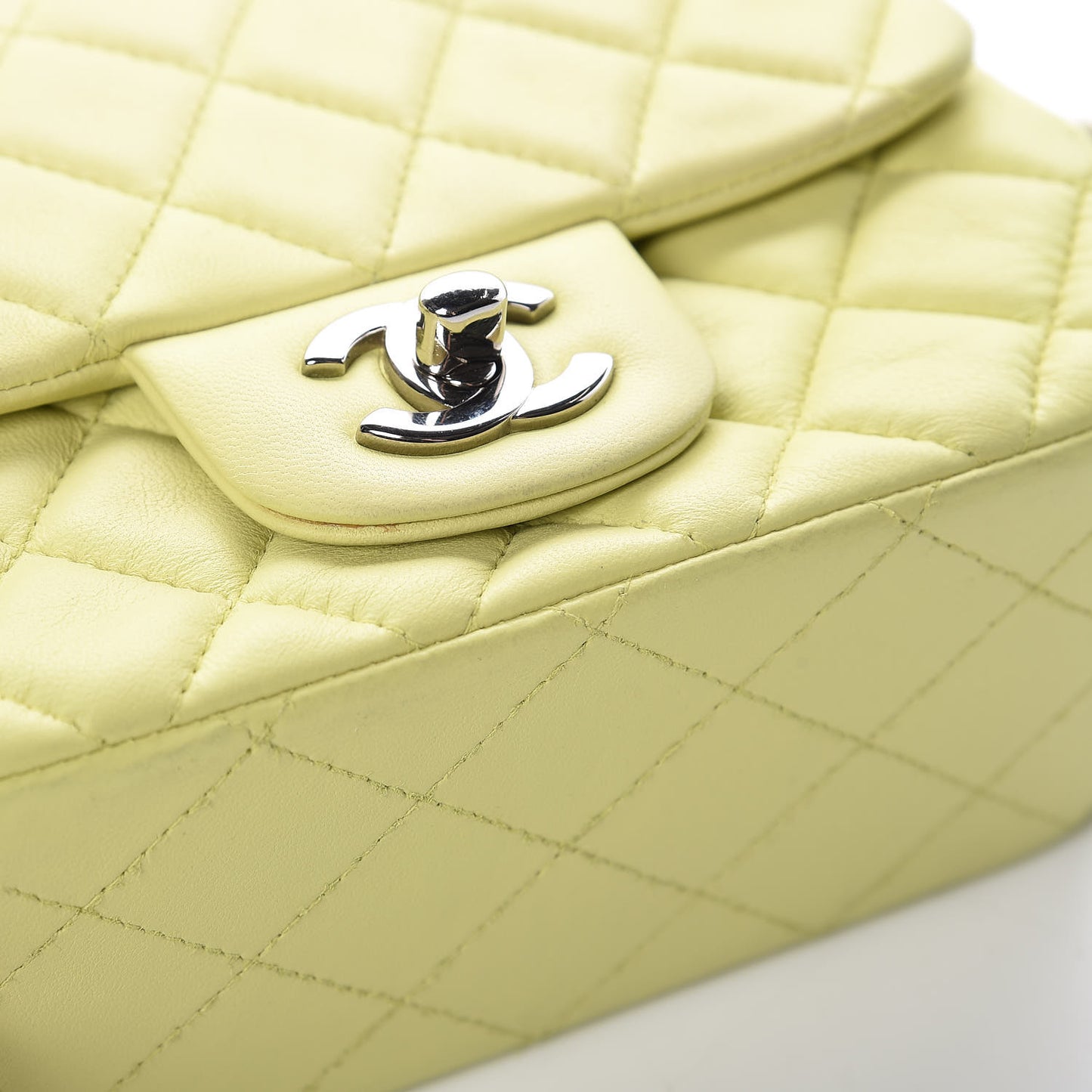 Lambskin Quilted Mini Square Flap Yellow