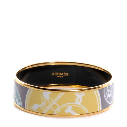 Hermes Enamel Printed Ex Libris Wide Bracelet 65 1 of 5