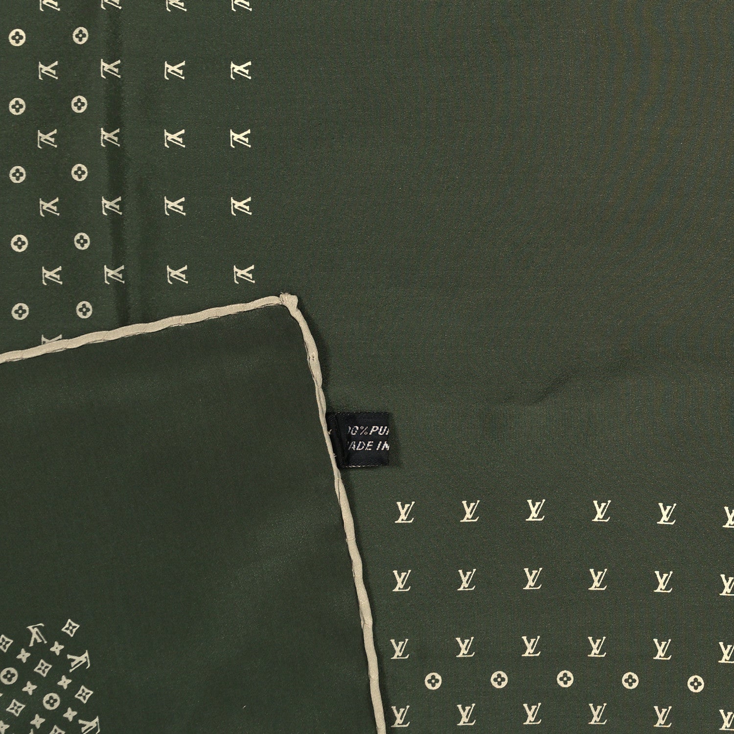 Louis Vuitton Silk Monogram Scarf Kaki 3 of 3