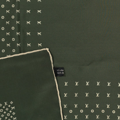 Louis Vuitton Silk Monogram Scarf Kaki 3 of 3