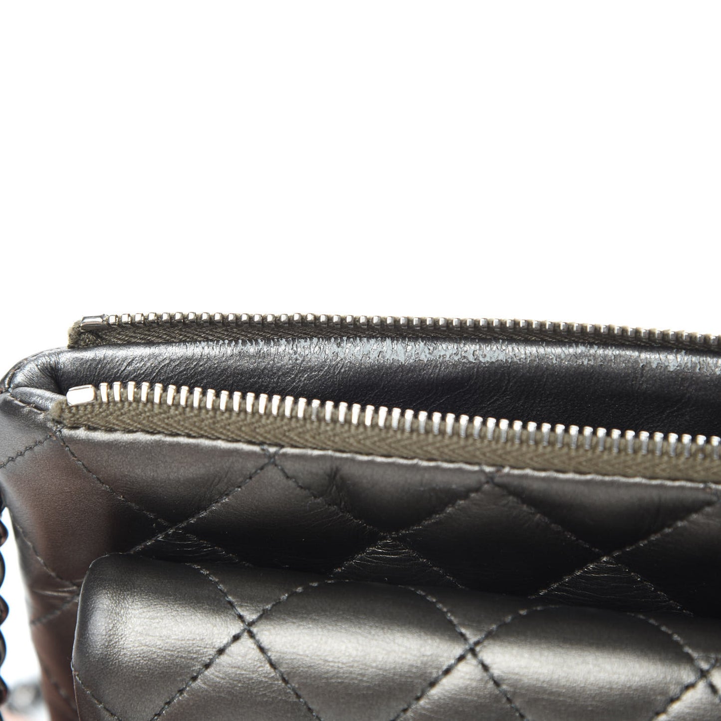 Metallic Lambskin Quilted Daily Zip Crossbody Bag Bronze