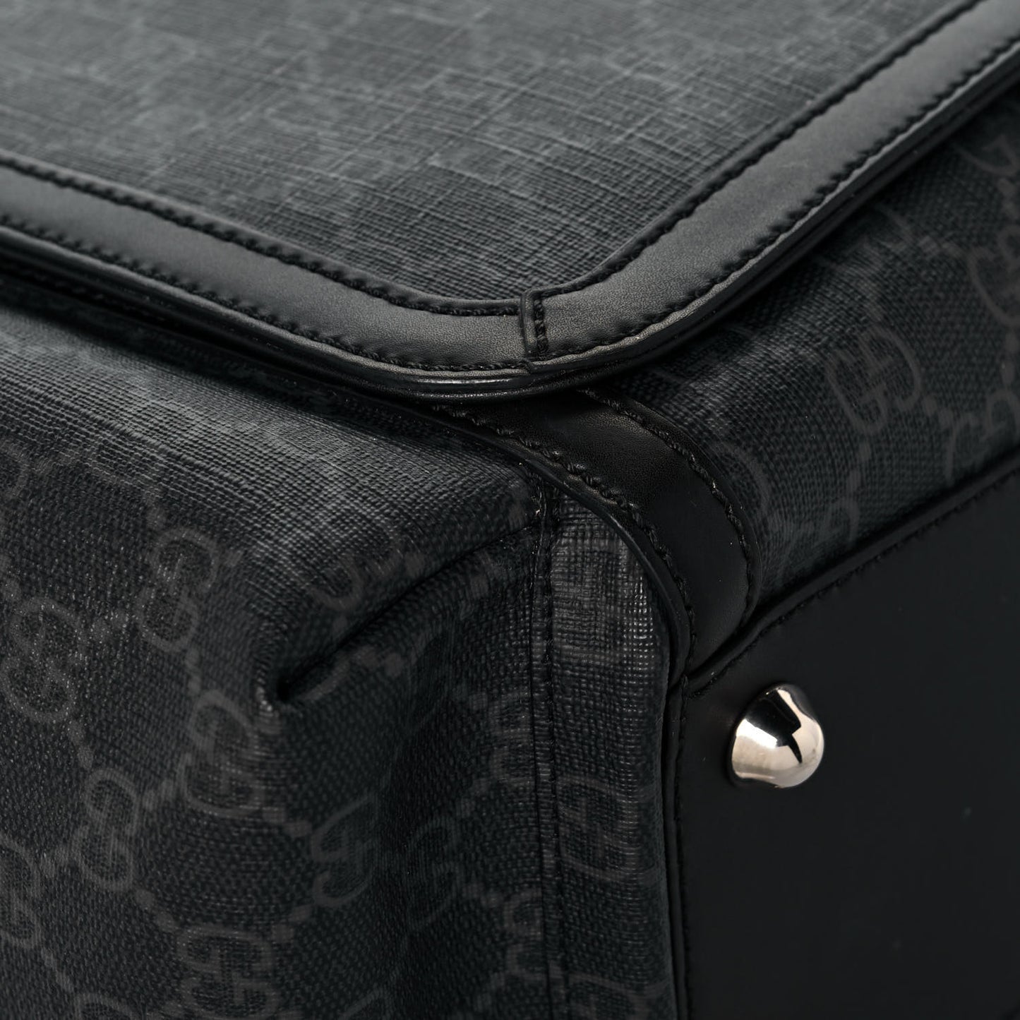 GG Supreme Monogram Web Messenger Diaper Bag Black Grey