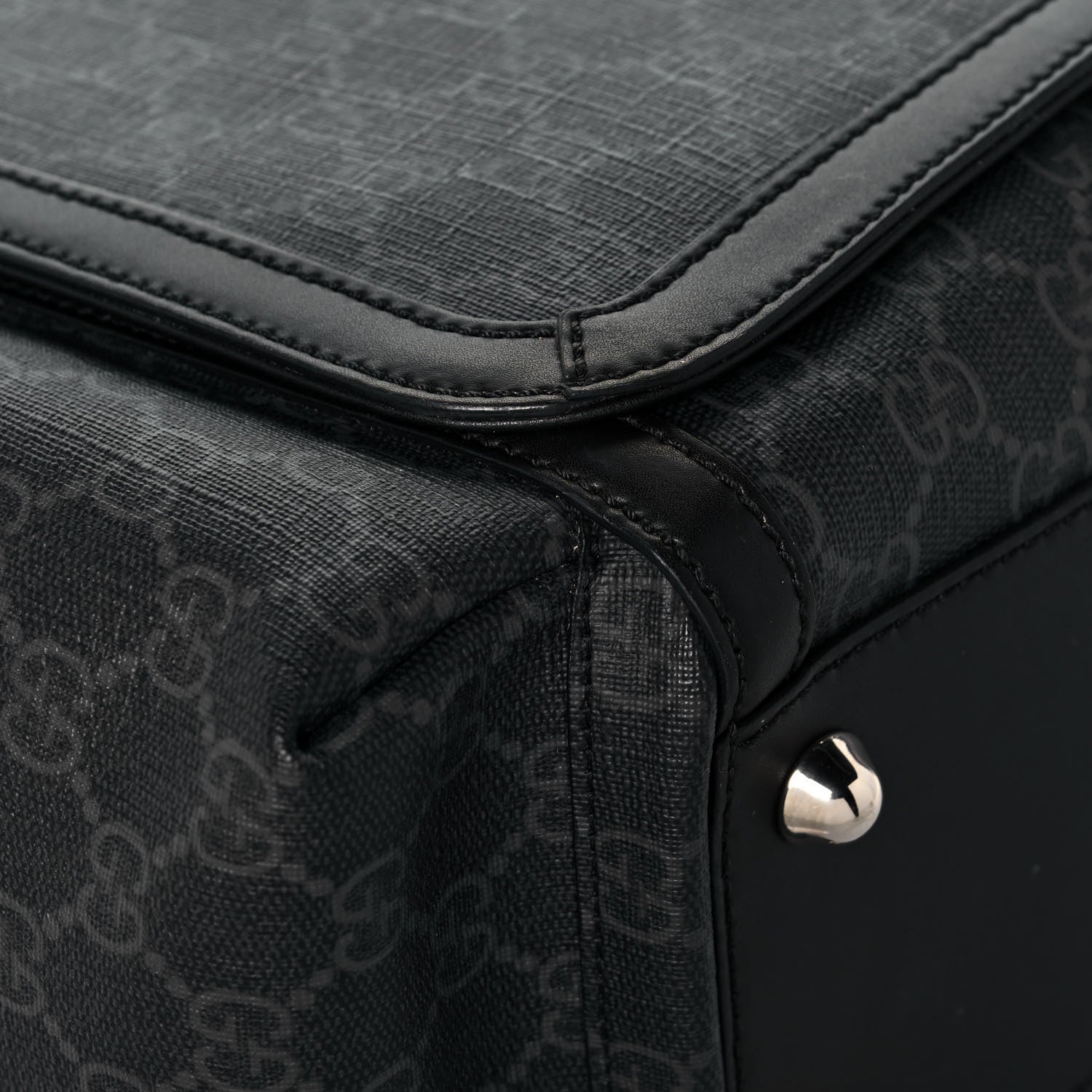 Gucci GG Supreme Monogram Web Messenger Diaper Bag Black Grey 9 of 15