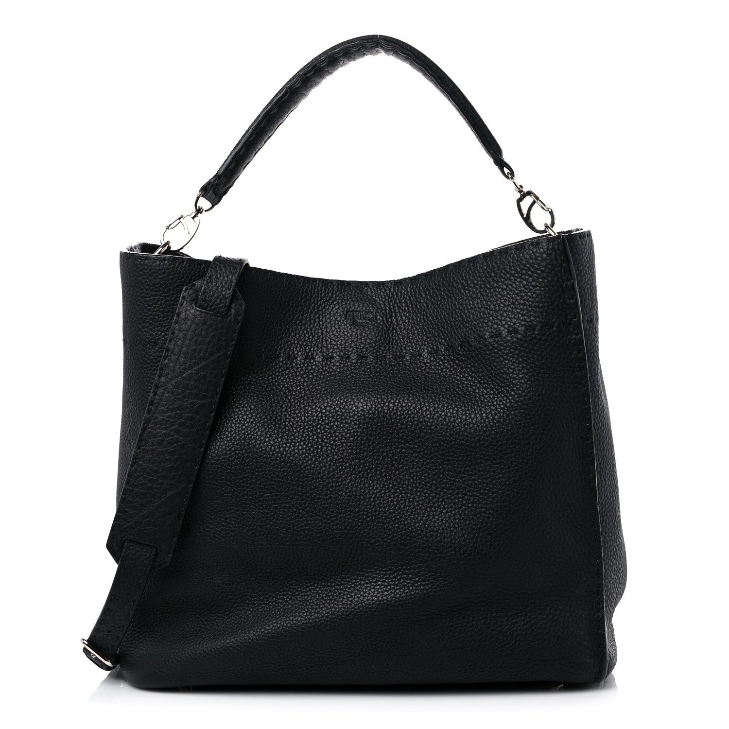 Fendi Cuoio Romano Selleria Large Anna Bucket Bag Black 1 of 17