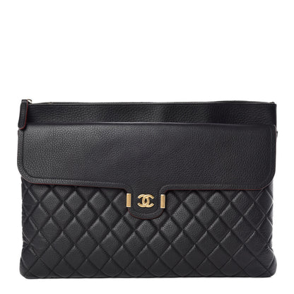Chanel Grained Calfskin Quilted Large Archi Chic Cosmetic Case Black 1 of 10