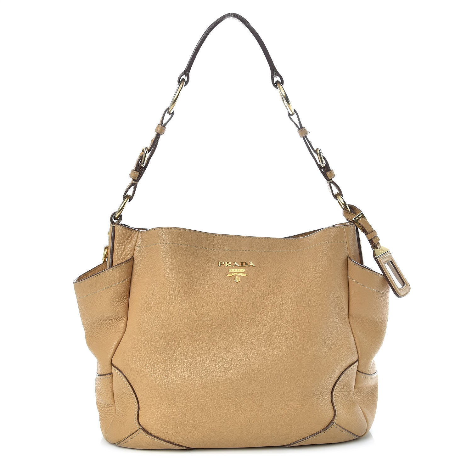 Prada Vitello Daino Side Pocket Hobo Sabbia 1 of 21