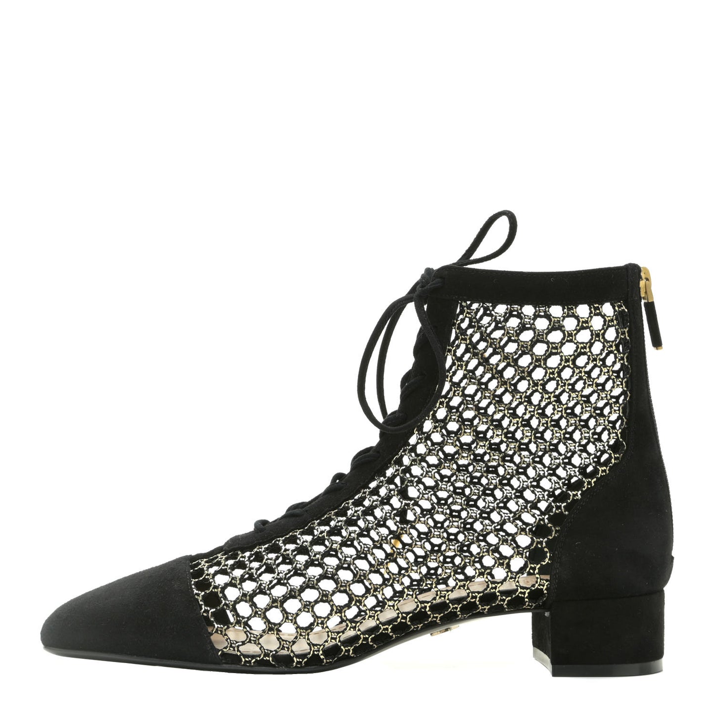 Suede Laminated Resille Naughtily-D 30mm Ankle Boots 39 Black Gold