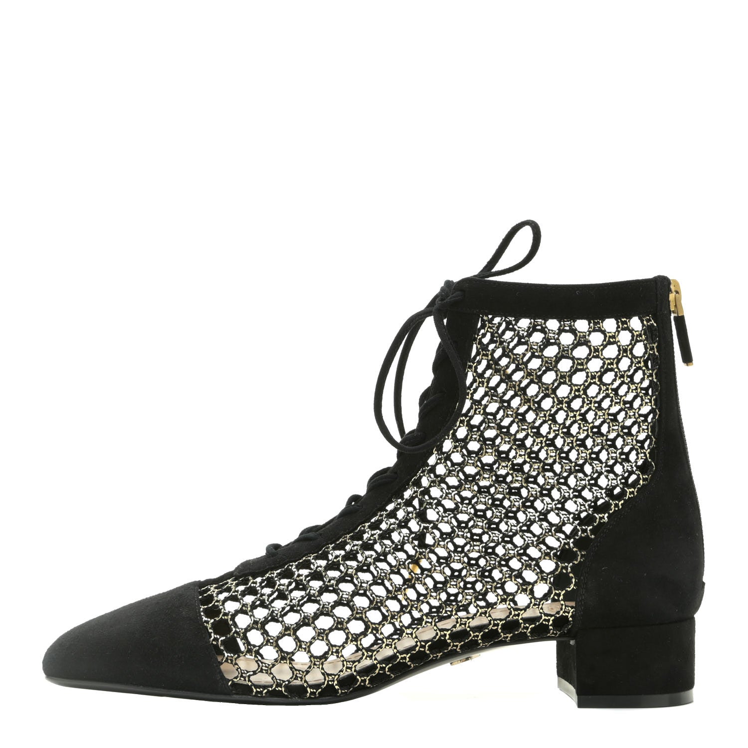 Christian Dior Suede Laminated Resille Naughtily-D 30mm Ankle Boots 39 Black Gold 1 of 11