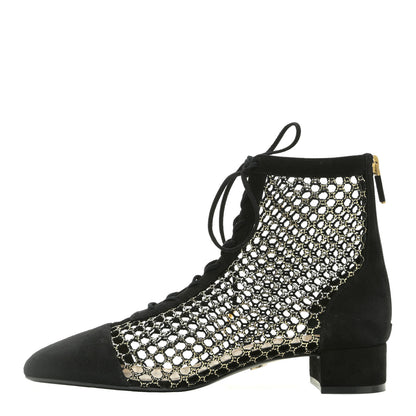 Christian Dior Suede Laminated Resille Naughtily-D 30mm Ankle Boots 39 Black Gold 1 of 11