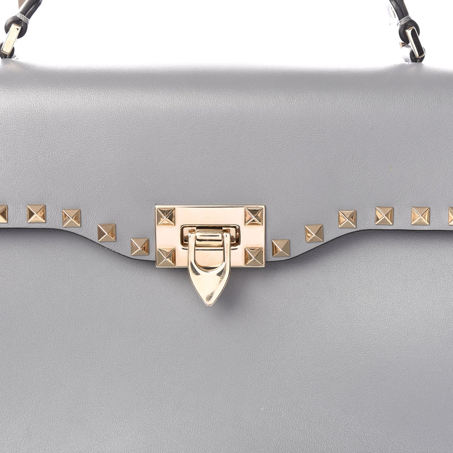 Vitello Rockstud Single Handle Flap Bag Light Stone