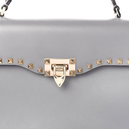 Valentino Garavani Vitello Rockstud Single Handle Flap Bag Light Stone 11 of 14