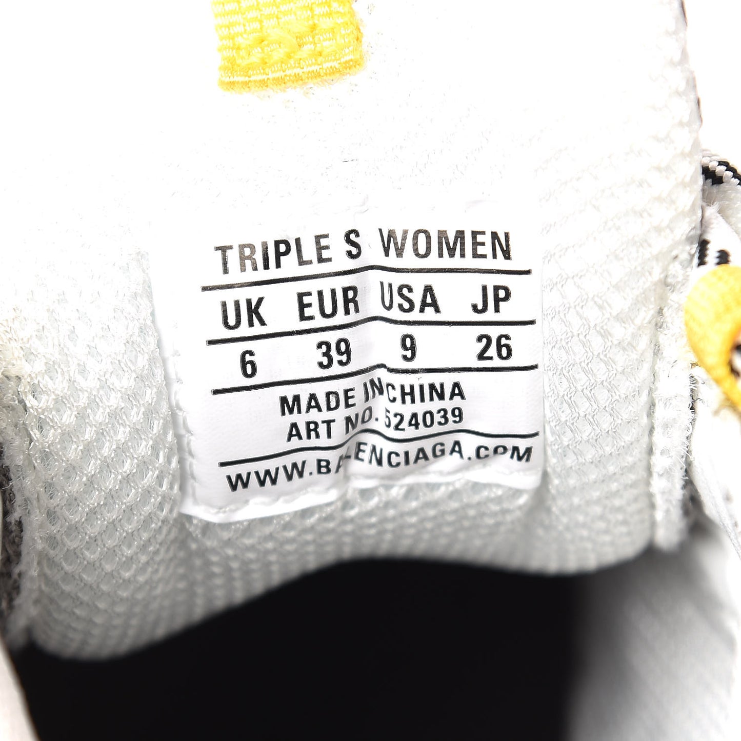 Fabric Mesh Womens Triple S Sneakers 39 Yellow Grey White