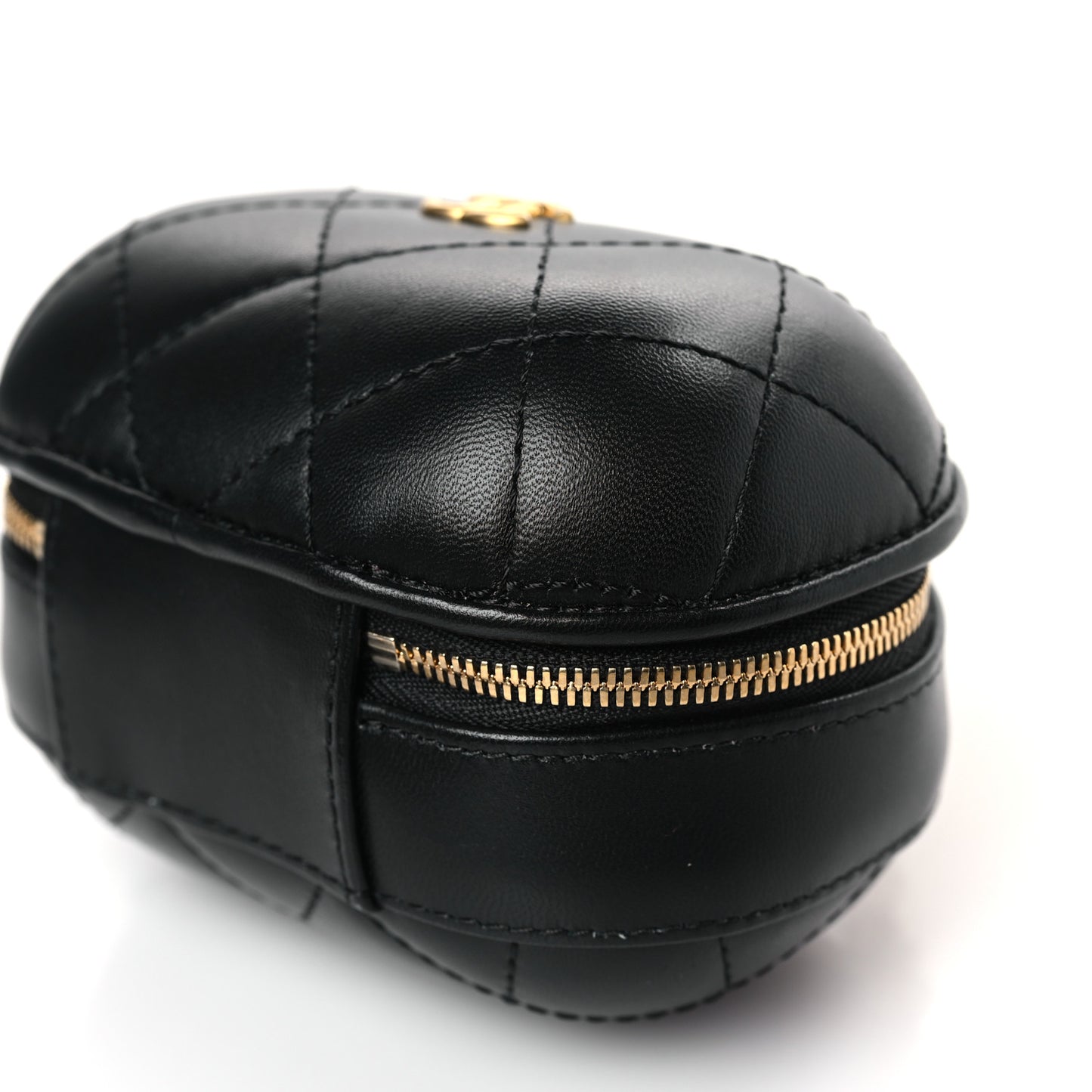 Lambskin Quilted CC Bubble Vanity Case With Chain Black