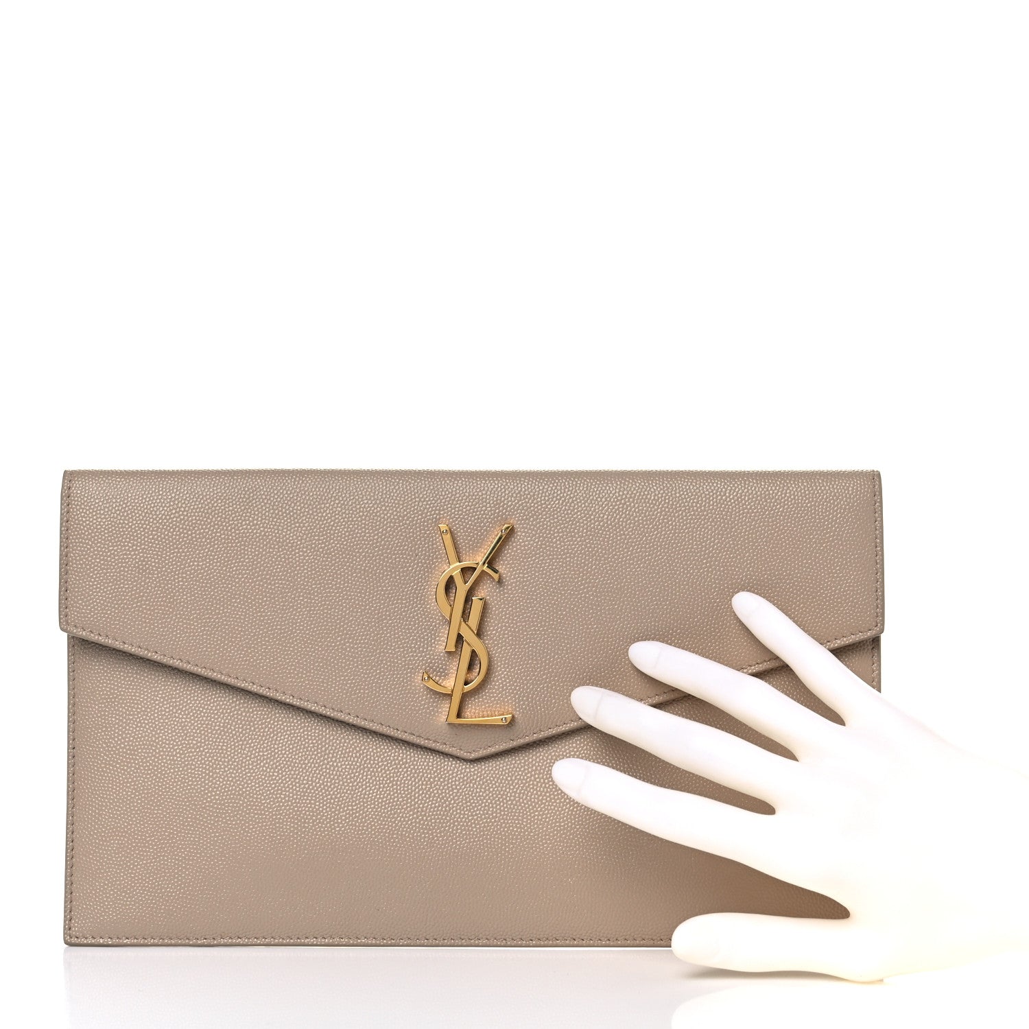 Saint Laurent Grain De Poudre Uptown Pouch Dark Beige 2 of 10