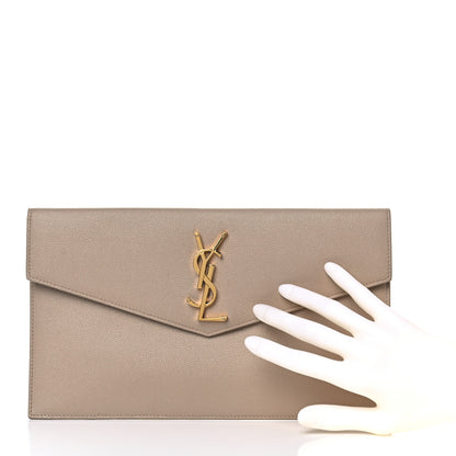Saint Laurent Grain De Poudre Uptown Pouch Dark Beige 2 of 10