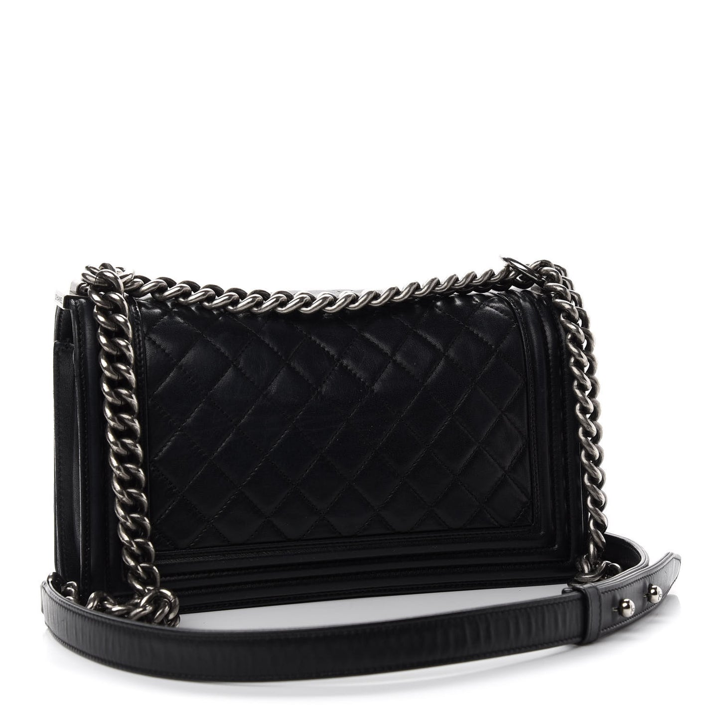 Lambskin Quilted Medium Boy Flap Black