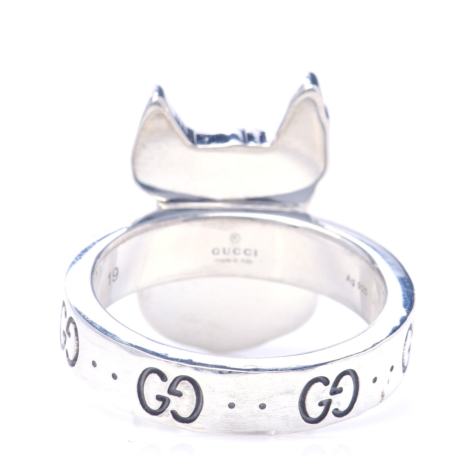 Gucci Sterling Silver Enamel Orso Ring 59 8.75 3 of 7