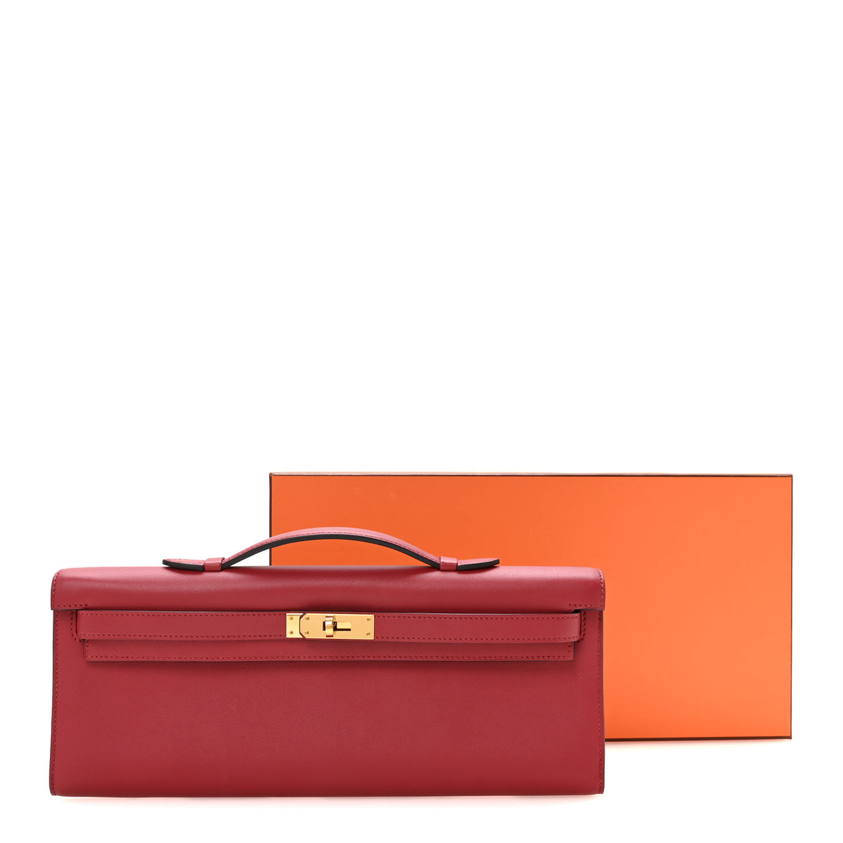 Hermes Swift Kelly Cut Clutch Pochette Rouge Grenat 8 of 8