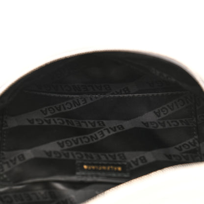 Balenciaga Shiny Goatskin Allover Logo Embossed XXS Souvenir Belt Bag White 5 of 10
