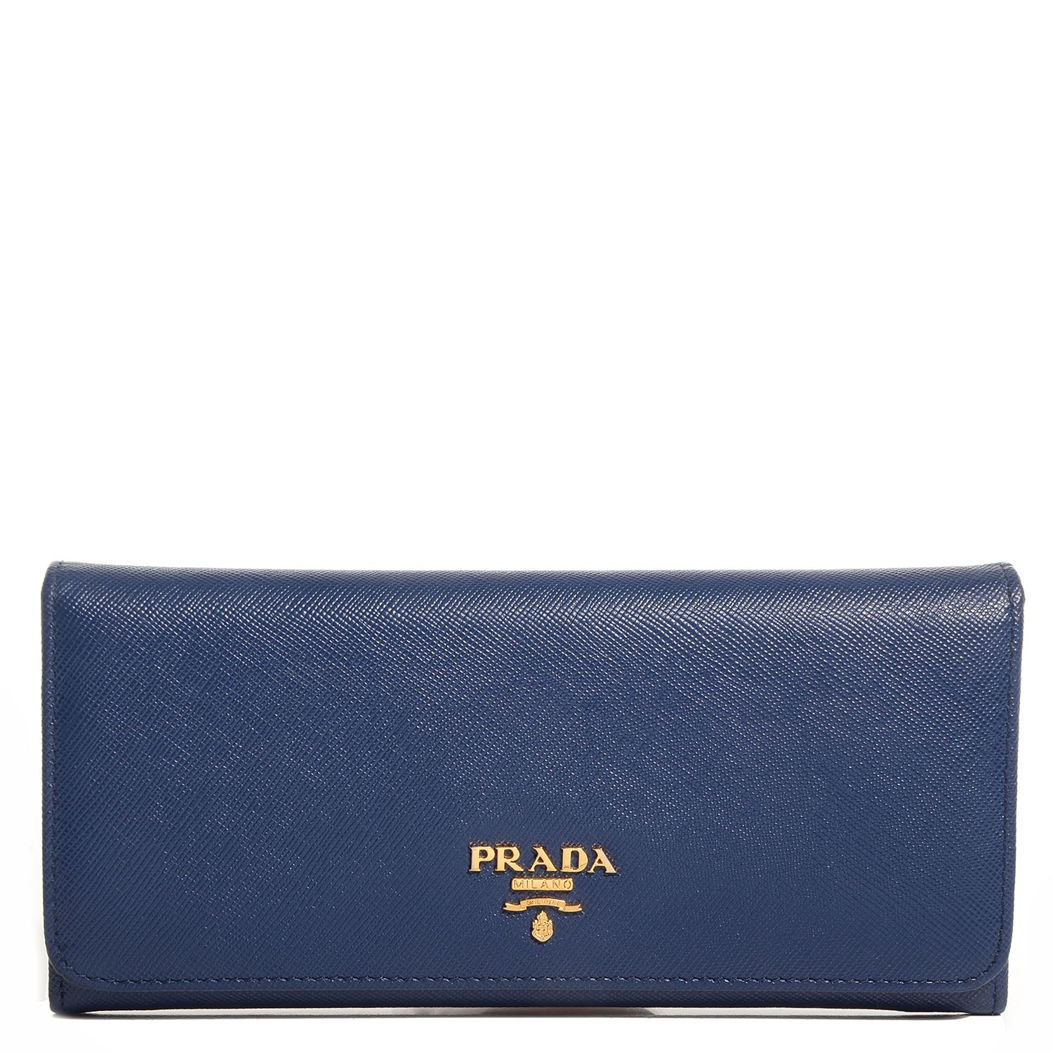 Prada Saffiano Metal Continental Flap Wallet Cobalto 1 of 9