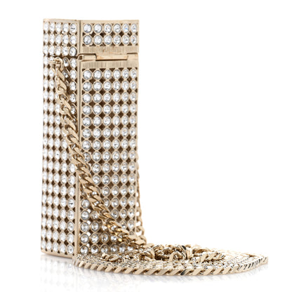 Chanel Metal Crystal Lipstick Case Long Necklace Gold 2 of 7