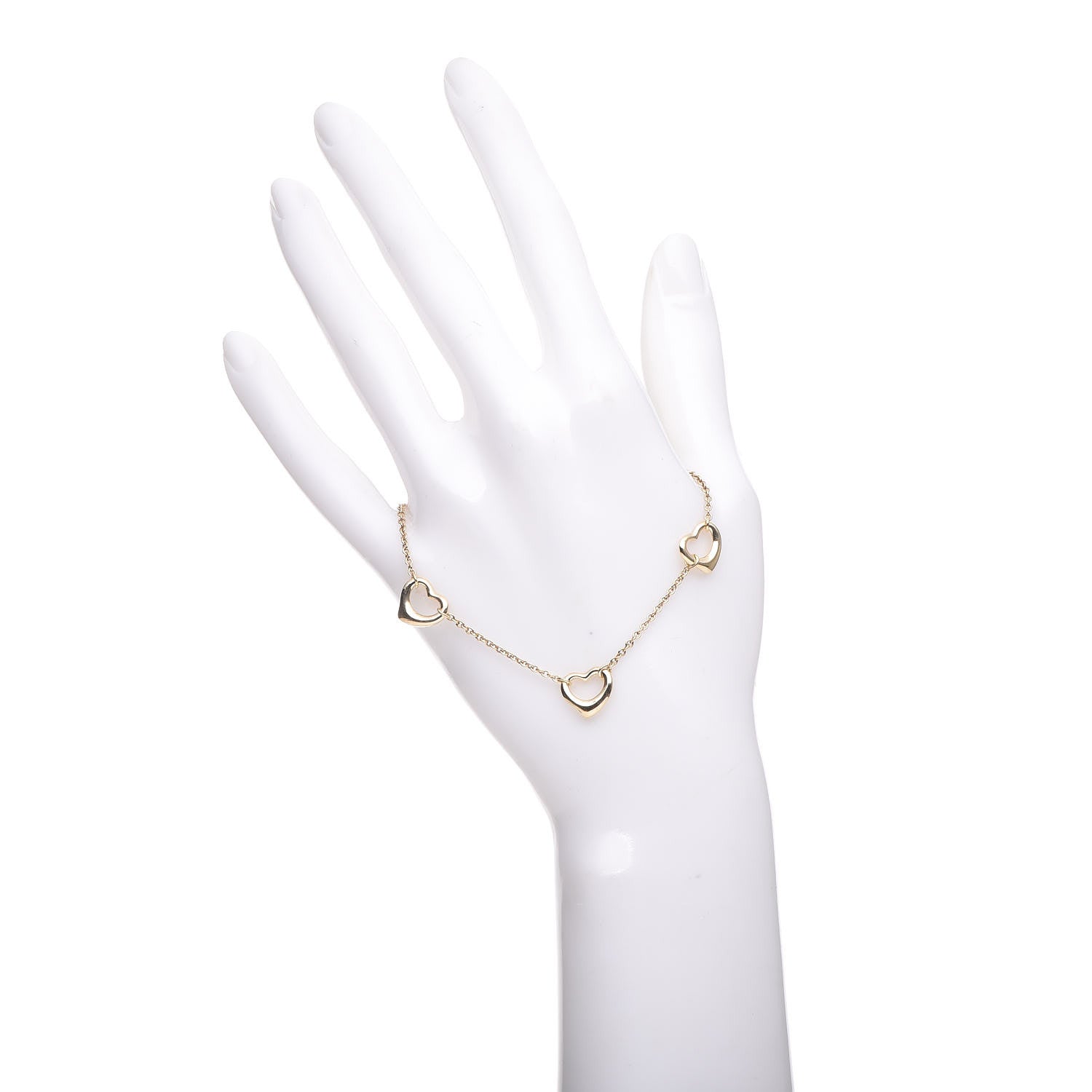 Tiffany 18K Yellow Gold Elsa Peretti 5 Open Heart Bracelet 2 of 7