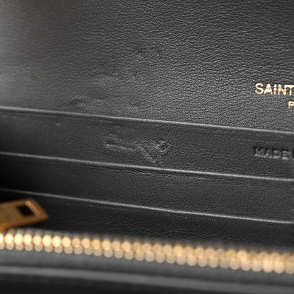 Saint Laurent Lambskin Quilted Monogram Large Gabbie Flap Wallet Storm 7 of 8
