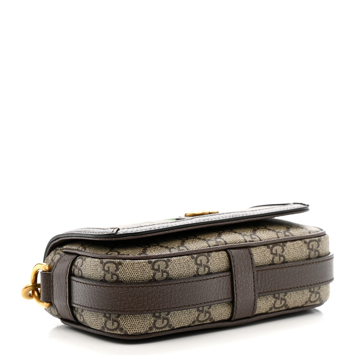 Gucci GG Supreme Monogram Web Mini Ophidia Flap Shoulder Bag Brown 4 of 13