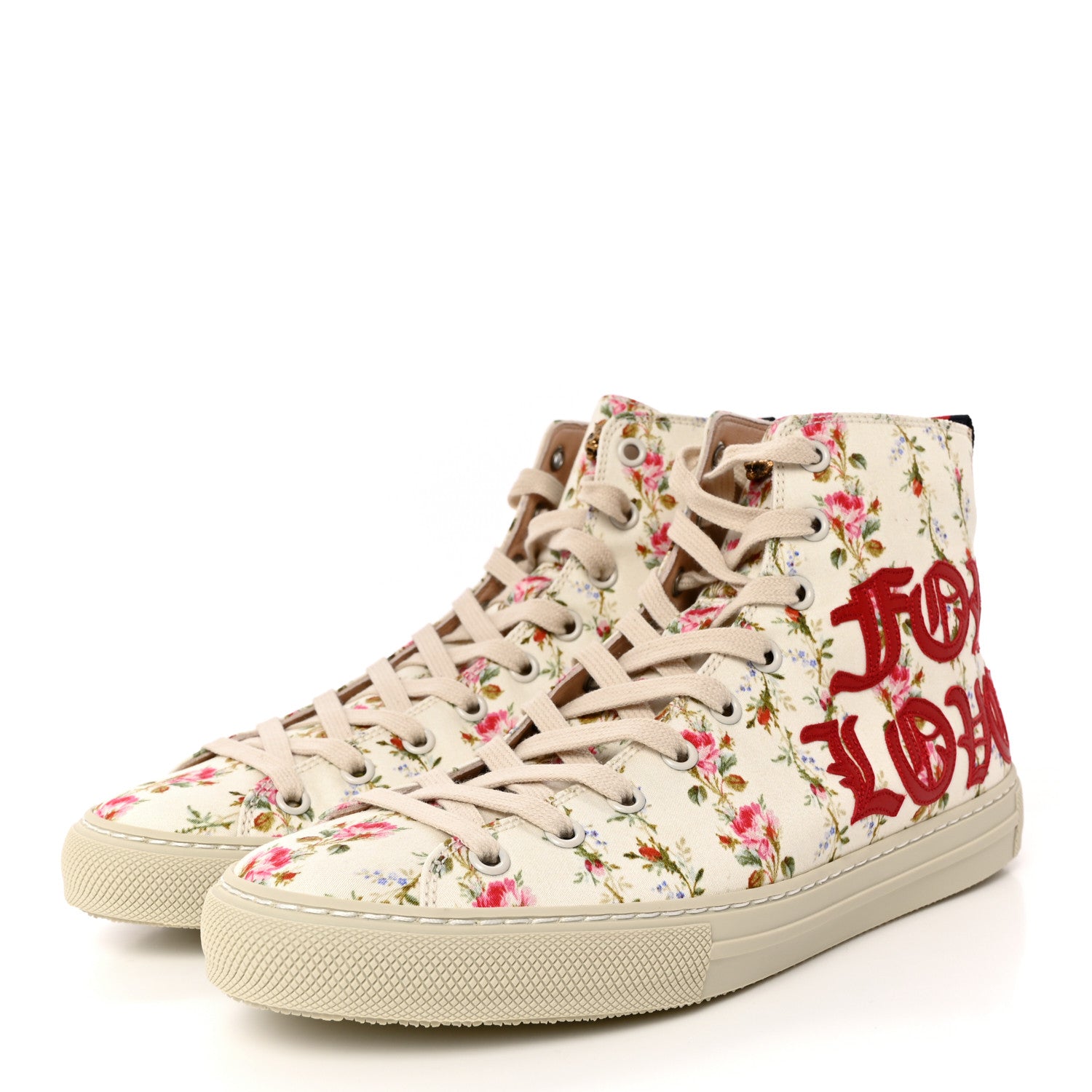 Gucci Canvas Romantic Print Major Blind For Love High Top Sneakers 37 Ivory 3 of 9