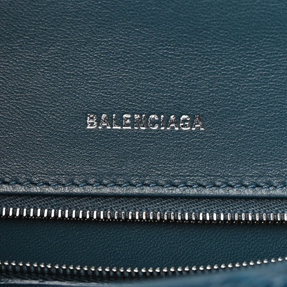 Balenciaga Shiny Calfskin Crocodile Embossed Small Hourglass Top Handle Bag Dark Petrol Blue 6 of 10